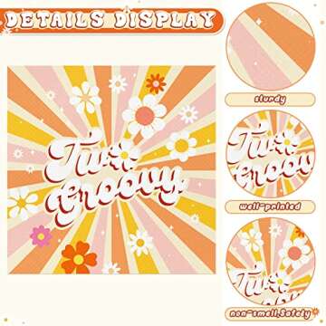 50 Ct Two Groovy Napkins Retro Hippie Boho Paper Napkins Disposable Square Dinner Napkins Flower Daisy Groovy Party Decorations for Baby Girls 2nd Birthday Wedding Party Decor