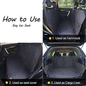 Winner Outfitters Dog Car Seat Covers,Dog Seat Cover Pet Seat Cover For Cars, Trucks, And Suv - Black, 100% Waterproof, Hammock Convertible