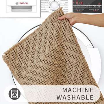 BULULOM Bathroom Rugs Super Absorbent Boho Bath Mats Non Slip Washable Rugs for Bathroom Quick Dry Floor Mat, Ultra Soft Waffle Bath Mat,Brown,17"*24"