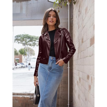 Women's Faux Leather Moto Biker Jacket Stylish Comfort