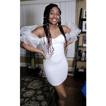 Stylish Puff Sleeve Cocktail Dress for Women - White