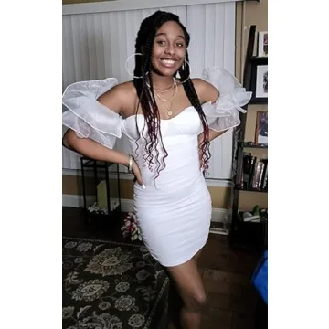 Stylish Puff Sleeve Cocktail Dress for Women - White