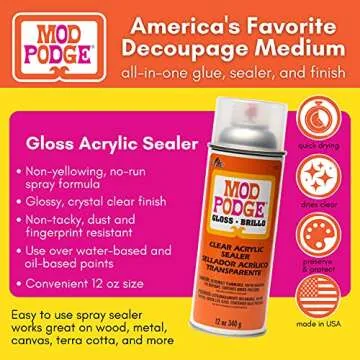 Mod Podge Waterbase Sealer, Glue and Finish Outdoor (8-Ounce) + Mod Podge Spray Acrylic Sealer Gloss (12 Ounce)