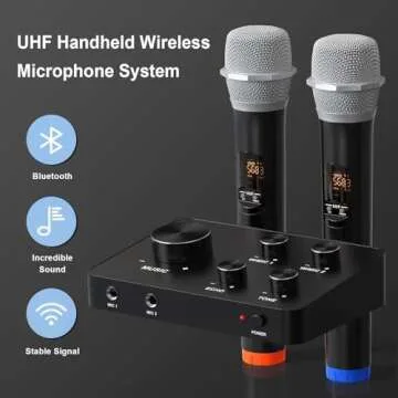 Wireless Microphone Karaoke Mixer System: Dual Handheld & More