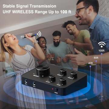 Wireless Karaoke Mixer with Dual Microphones & HDMI