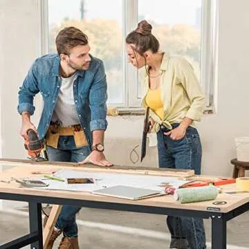 Adjustable 60" WORKPRO Workbench with Power Outlets