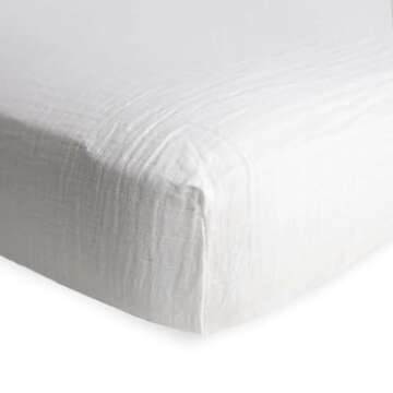 Little Unicorn Premium Crib Sheet | Breathable & Super-Soft Muslin Fabric (White)