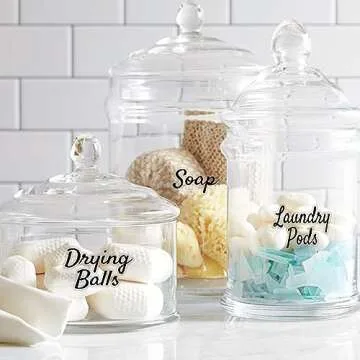 Laundry Room Organizing Labels for Glass Jars, Canisters, Waterproof Home Storage Organization Washroom Cleaning Decal Stickers