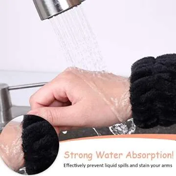 Chuangdi Wrist Spa Wash Bands - 4 Pairs of Absorbent Microfiber Cuffs for a Clean Routine