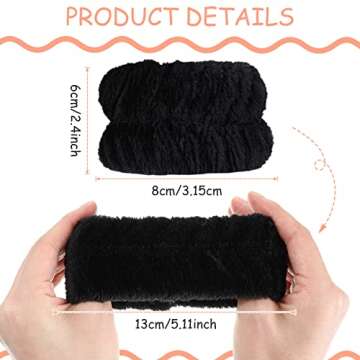 Chuangdi 4 Pairs Wrist Bands for Washing Face Wrist Spa Microfiber Wrist Wash Towel Band Scrunchies Absorbent Wrist Sweatband for Women Prevent Liquid from Spilling(Black)