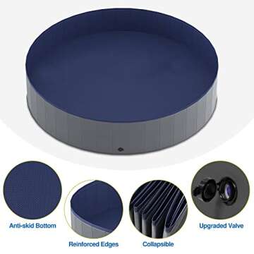 Niubya Foldable Dog Pool, Collapsible Hard Plastic Dog Swimming Pool, Portable Bath Tub for Pets Dogs and Cats, Pet Wading Pool for Indoor and Outdoor, 80 x 12 Inches