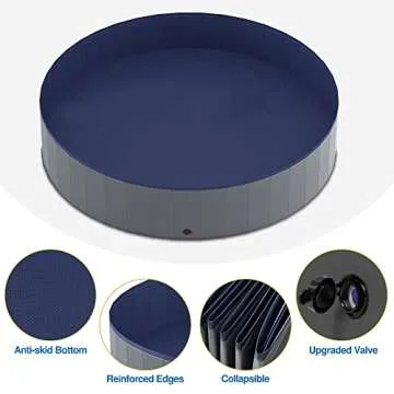 Niubya Foldable Dog Pool, Collapsible Hard Plastic Dog Swimming Pool, Portable Bath Tub for Pets Dogs and Cats, Pet Wading Pool for Indoor and Outdoor, 80 x 12 Inches