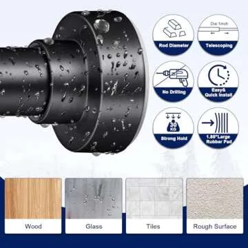 YNL Shower Curtain Rod, 34-82 Inches, Non-Slip, Never Rust, No Drill Tension Curtain Rod for Bathroom & Window, Stainless Steel Shower Rod, Matte Black