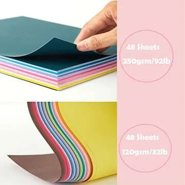 Livholic 96 Sheets Spectrum Colored Paper Assorted Color 120-250 GSM Corlorful Cardstock Paper for DIY Crafts Scrapbooking Background Layers, Kids Craft (96)
