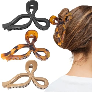 3 PCS Bow Hair Claw Stylish Large Hair Clips for Women & Girls - Strong Hold & Nonslip