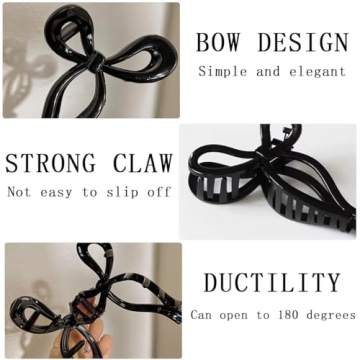 Stylish Bow Hair Claw Clips - Elegant Hold for All Hair Types