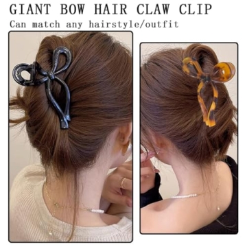 Stylish Bow Hair Claw Clips - Elegant Hold for All Hair Types