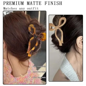 Stylish Bow Hair Claw Clips - Elegant Hold for All Hair Types