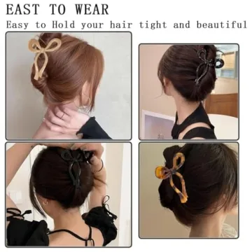 Stylish Bow Hair Claw Clips - Elegant Hold for All Hair Types