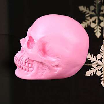 PTS Halloween Skulls Heads Halloween Head Decor Halloween Halloween Skeleton Bones Desktop Halloween Decor(Pink)