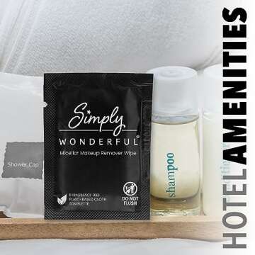 Simply Wonderful 100 Count Biodegradable Makeup Remover Wipes, Micellar Water, Plant-Based, Individually Wrapped, 5" x 7"