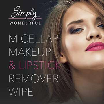 Simply Wonderful 100 Count Biodegradable Makeup Remover Wipes, Micellar Water, Plant-Based, Individually Wrapped, 5" x 7"