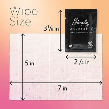 Simply Wonderful 100 Count Biodegradable Makeup Remover Wipes, Micellar Water, Plant-Based, Individually Wrapped, 5" x 7"