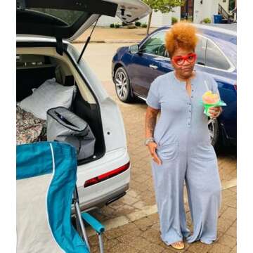 YeGine Plus Size Women Short Sleeve Loose Jumpsuit Casual Rompers One Piece Button Up Wide Leg Jumps...