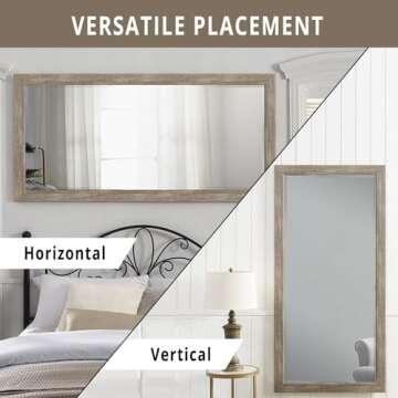 Naomi Home Farmhouse Full-Length Mirror with Wood Frame – Rustic 66"x32" Large Floor Mirror, Elegant Full Body Standing or Wall Mirror, Rustic Wood Mirror Full Length for Bedroom, Warm Grey Finish