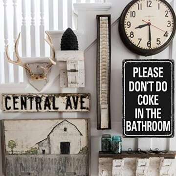 Please Don'T Do Coke In The Bathroom Sign Funny Room Decor For Men Cool Tapestry For College Dorm Metal Tin Signs Man Cave Decor Toilet Sign Black 12 X 8 Inch