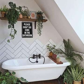 Please Don'T Do Coke In The Bathroom Sign Funny Room Decor For Men Cool Tapestry For College Dorm Metal Tin Signs Man Cave Decor Toilet Sign Black 12 X 8 Inch