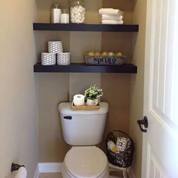 Sumnacon 10 Inch Rattan Bathroom Vanity Tray - Decorative Wicker Toilet Tank Tray for Paper Hand Towel, Vintage Storage Basket Bin for Bathroom Kitchen Toilet Tank Vanity Countertop Table Shelf