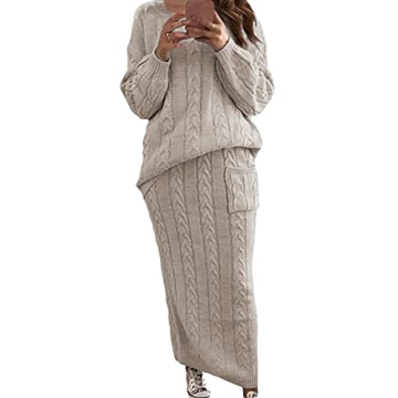 Chic Winter Knit Sweater and Skirt Set by CHARTOU