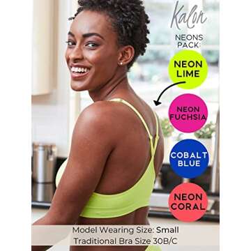 Kalon Women’s 4 Pack Racerback Comfort Bralettes