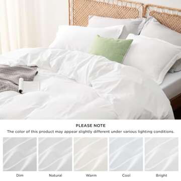 Bedsure White Duvet Cover King Size - Polyester & Rayon Derived from Bamboo Cooling Duvet Cover Set (104" x 90"), 3 Pieces with 2 Pillow Shams, Comforter Not Included