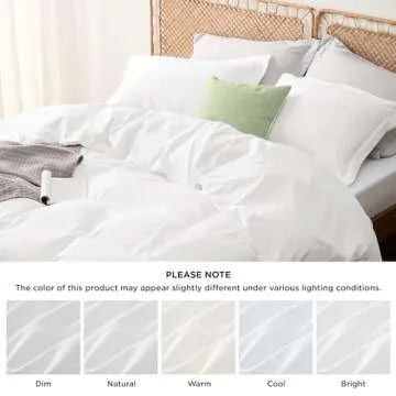 Bedsure White Duvet Cover King Size - Polyester & Rayon Derived from Bamboo Cooling Duvet Cover Set (104" x 90"), 3 Pieces with 2 Pillow Shams, Comforter Not Included