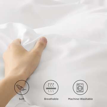 Bedsure White Duvet Cover King Size - Polyester & Rayon Derived from Bamboo Cooling Duvet Cover Set (104" x 90"), 3 Pieces with 2 Pillow Shams, Comforter Not Included