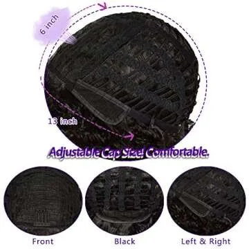 YEAME Curly Wigs for Black Women - Afro Curly Wig with Bangs Natural Black Hair Synthetic Heat Resistant Full Wigs with 1 Wig Comb and 4pcs Wig Caps