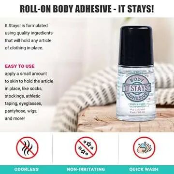 Mojo Compression Socks It Stays Roll-On Body Adhesive, 2 fl oz - (3 Pack) Body Glue