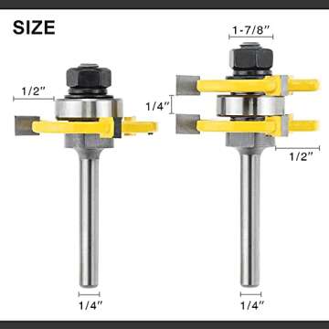 NC NC Tongue and Groove Router Bit Set - 2PCS Wood Milling Cutter for Woodworking (1/4 inch Shank)