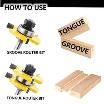 2PCS Tongue and Groove Router Bit Set for Woodworking