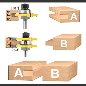 2PCS Tongue and Groove Router Bit Set for Woodworking