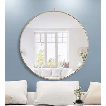 Elegant Decor Rowan 48" Round Metal Frame Hooked Mirror in Black