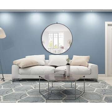 Elegant Decor Rowan 48" Round Metal Frame Hooked Mirror in Black