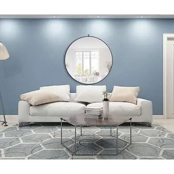 Elegant Decor Rowan 48" Round Metal Frame Hooked Mirror in Black