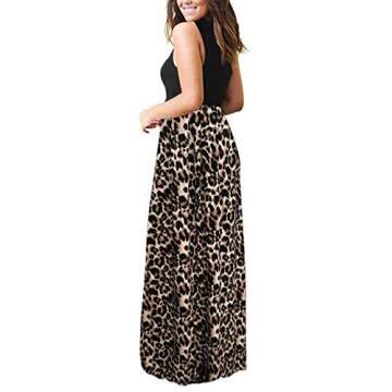 MOLERANI Women's Loose Plain Maxi Dresses Casual Long Dresses with Pockets,Spotted Pattern Leopard,M