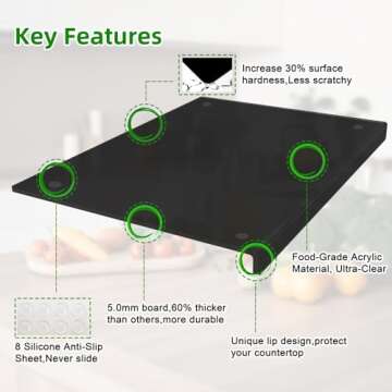 Acrylic Cutting Board with Counter Lip | 60% Thicker & Durable | BPA-Free & Food-Safe Kitchen Tool |...