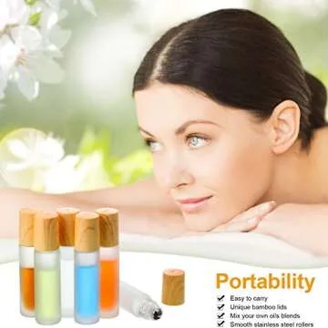 10 Piece Frosted Glass Roller Bottle Set for Essential Oils