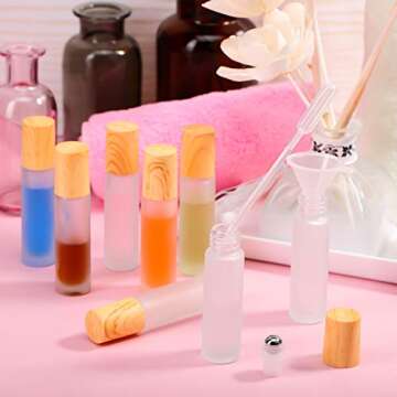10 Piece Frosted Glass Roller Bottle Set for Essential Oils