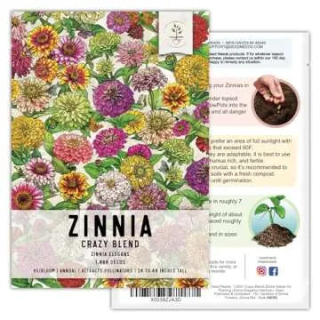 Seed Needs 1,000+ Crazy Zinnia Flower Seeds - Specialty Blend (Zinnia Elegans) Open Pollinated Pure Live Seed No Filler- 15+ Varieties That Include California Giants, Candystripe, Statefair! - Bulk